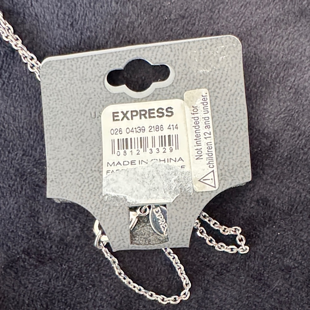 Express Silver Leaf Pendant Necklace with Aqua Bead Accents - Picture 4 of 4